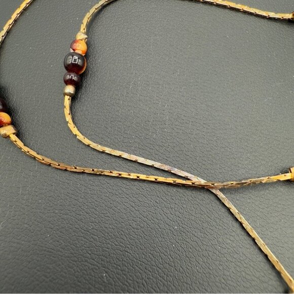 Korea 1960s Elegant Gold and Brown Beaded Necklace - Picture 12 of 14
